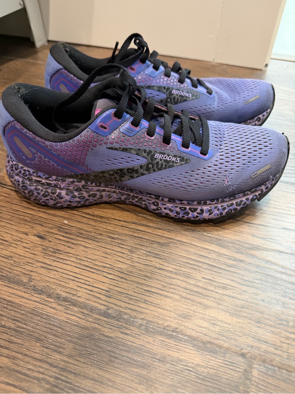 Brooks Women’s Purple Leopard-Print Running Sneakers